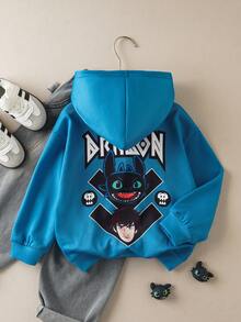 SHEIN How to Train Your Dragon 1pc Young Boy Casual Hooded Long Sleeve Sweatshirt, Comfortable For Home, Gatherings, School And Various Occasions - Blue - View 1