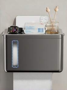 1 件装壁挂式免钻孔防水卫生纸收纳盒架分配器，适用于浴室收纳、厨房橱柜水槽下空间节省、家居装饰、浴室配件 - 彩色 - 查看 8