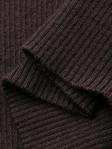 DAZY Sweater Pullover Slim Fit Wanita Kasual untuk Berpergian, Motif Renda Kontras, Musim Gugur/Dingin - Coffee Brown - View 8