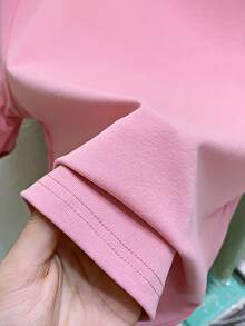 Resyla 粉色短袖修身露脐T恤，爱心刺绣T恤，撞色T恤，时尚休闲T恤。新款夏季爱心刺绣修身露脐上衣，甜美性感风 - 玫紅色 - 查看 5