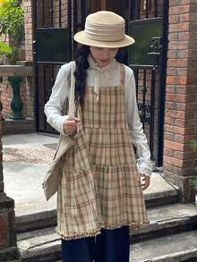 FRIFUL 女士格子吊带荷叶边宽松休闲百搭背心，秋冬款 - 彩色 - 查看 6