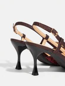 CUCCOO TILAWA Giày cao gót nữ thời trang, gợi cảm, quyến rũ, thiết kế nơ đính đá, lấp lánh, thoải mái, đa năng cho các bữa tiệc/sự kiện. - Màu tím đậm - Xem 5