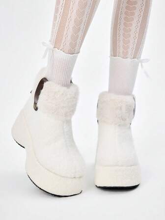 Kawaii Women's Plush Casual Short Boots, Comfortable And Versatile For Daily Wear, Autumn/Winter