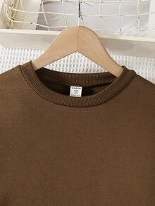 Emery Rose Kids Emery Rose Kids 少女撞色长袖休闲连衣裙，校服裙，卫衣裙，秋冬款 - 棕色 - 查看 7