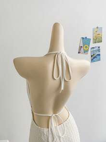 Soleia 新款镂空木珠纹理连衣裙，波西米亚风格，适合派对、约会、情人节、复活节、狂欢节、下午茶、海滩、邮轮、城市度假等场合，波西米亚风，浪漫花卉图案 - 杏色 - 查看 7