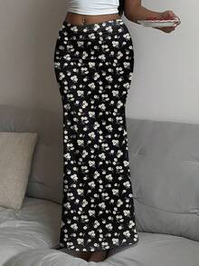 SHEIN EZwear 女士休闲低腰修身半身裙，夏季女装，度假装，碎花半身裙，沙滩装，夏季，春季碎花半身裙 - 彩色 - 查看 7