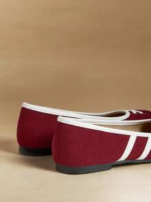 Rosivie Retro Color Block Comfortable Casual Flat Shoes, Suitable For Daily Commute Valentine's Day - Burgundy - View 7