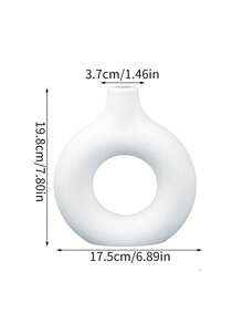 1pc White Plastic Circular Flower Vase Decoration, Simulated Dry Flower Decoration Vase, Artistic Vase For Floral Arrangements, Simple Living Room Exhibition Hall Decoration,Home Decor,Flower Vase,Centerpiece,Table Decor Valentine DAY, Valentines Wedding, - White - View 10