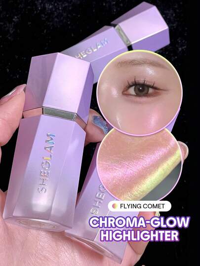 SHEGLAM Chroma-Glow Bloom 液體螢光筆-飛行彗星變色凝膠霜多色螢光筆高光效果持久亮白不結塊發光熒光筆化妝品流行 熒光筆 品牌 美容 化妝 化妝品 適合女性與女孩 完美搭配冬季 Y2K 時尚 流行 生日禮物 假期 派對準備就緒 最佳顏色