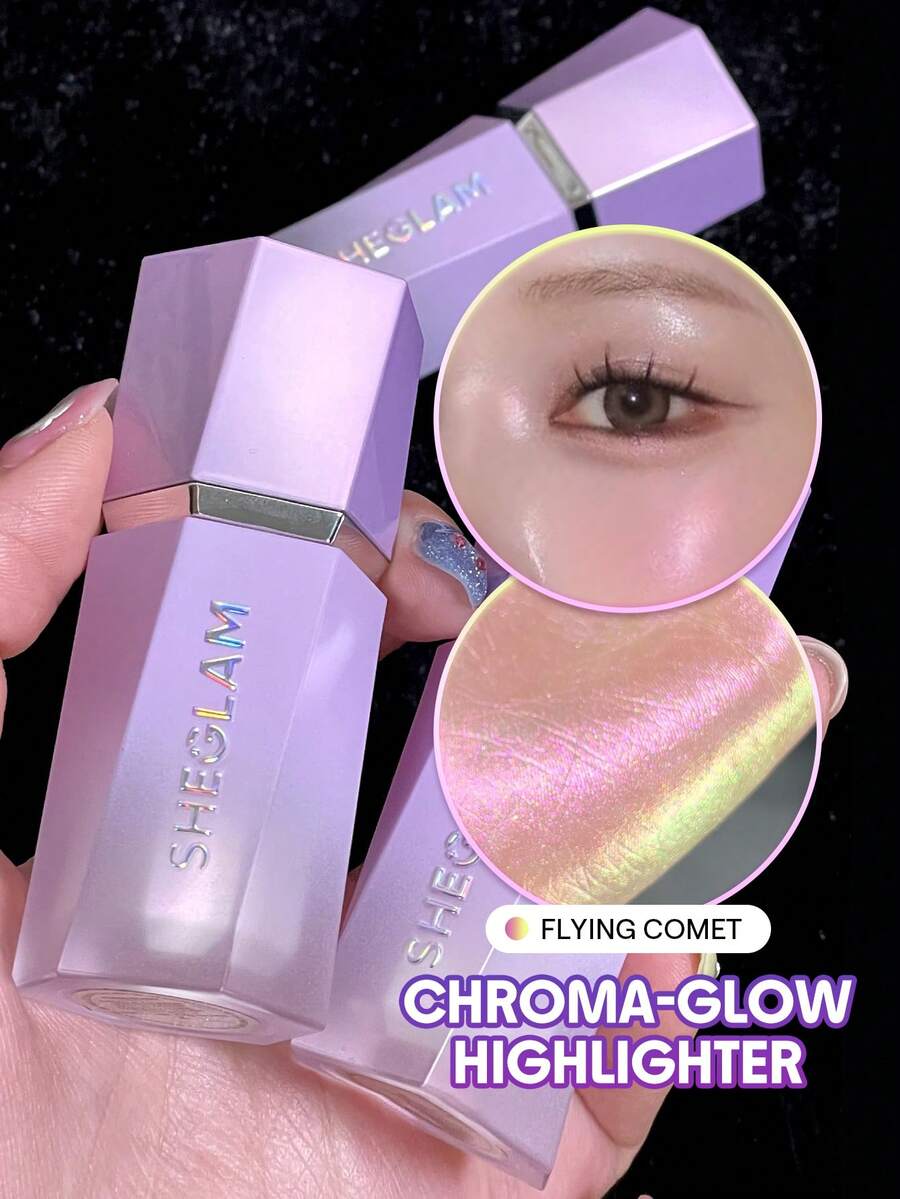 SHEGLAM Chroma-Glow Bloom 液體螢光筆-飛行彗星變色凝膠霜多色螢光筆高光效果持久亮白不結塊發光熒光筆化妝品流行 熒光筆 品牌 美容 化妝 化妝品 適合女性與女孩 完美搭配冬季 Y2K 時尚 流行 生日禮物 假期 派對準備就緒 最佳顏色