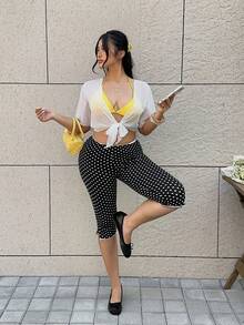 GalTyme 白色半透明大码轻便夹克，简约时尚休闲，适合日常穿着 - 白色 - 查看 4