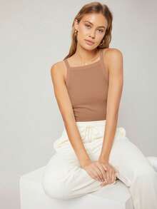 MOTF PREMIUM WOMEN'S CASUAL EVERYDAY COMMUTE MINIMALIST SOLID COLOR SLIM FIT CAMI TOP, SUMMER - Yellow - View 8