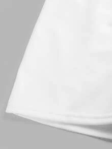 SHEIN Girlism 少女蝴蝶結裝飾休閒裙褲，時尚百搭適用各種場合，可愛風白色細節迷你裙，少女款 - 白色 - 查看 4