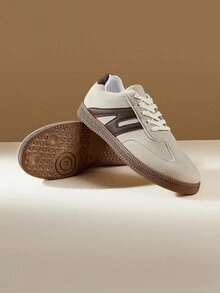 CUCCOO EASI Men's Casual Contrast Color Flat Sneakers, Versatile For Daily Wear - Ash - View 3