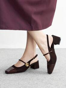 CUCCOO BIZCHIC Women's Classic Low Heel Slip-On Flats, Black Valentine's Day