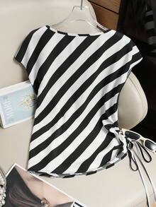 Franclia 新款V领修身女式短袖衬衫，春秋季款 - 彩色 - 查看 2