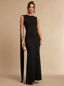 Silquee This White Asymmetrical Fitted Mini Dress, With Its Flared Sleeves And Front Tie, Is The Perfect Choice For Spring And Summer. Its Pleated Shoulders Create A Sexy And Elegant Silhouette, Making It Ideal For Valentine's Day, Dates, Nightlife, Clubbing, Parties, Elegant Gatherings, Banquets, And Get-Togethers With Friends.Abaya For Women Gown - Brown - View 2