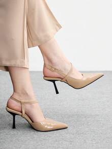 CUCCOO BIZCHIC Women's Pointed Toe Buckle Design Fashionable High Heels, Versatile For Daily Wear Valentine's Day - Apricot - View 5