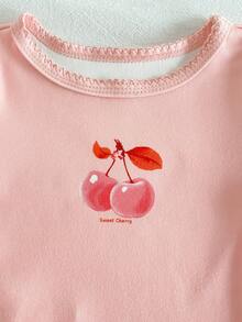 4pcs/Set Baby GirlCute Cartoon Print Snug Fit Casual Comfortable Homewear Set - Multicolor - View 9