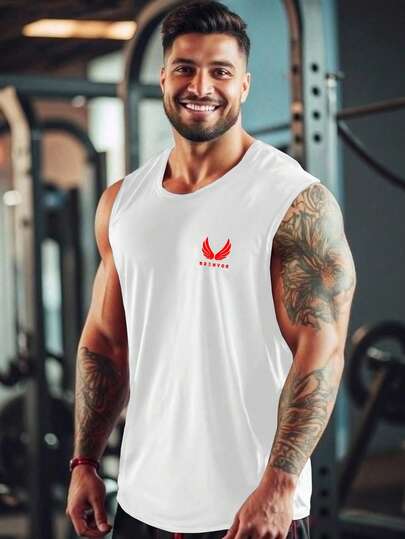 Manfinity Sport PWRUP Men's Simple Print Sleeveless Tank Top