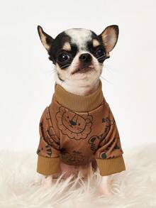 PETSIN 1 pieza Ropa para mascotas suave y transpirable con estampado de leoncito, tigre y oso, sin cabeza, de color marrón - Marrón - Ver 3