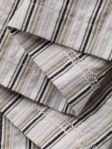 DAZY Striped Cute Bee Embroidery Long Sleeve Shorts Women Pajama Set