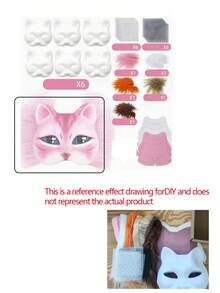 Kit de elaboración de mascarilla con diseño de cara de gato con fieltro, set de mascarillas con diseño de animal hecho a mano y colorido para disfraz de Halloween, fiesta de carnaval, cosplay y festivales (kit de manualidades, accesorios de disfraz de Halloween) - Multicolor - Ver 8