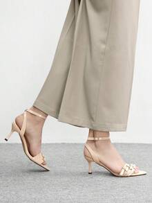 CUCCOO BIZCHIC Giày sandal cao gót thời trang dành cho nữ với thiết kế khóa cài, sandal cao gót thích hợp cho các buổi tiệc và liên hoan. - Màu be - Xem 3