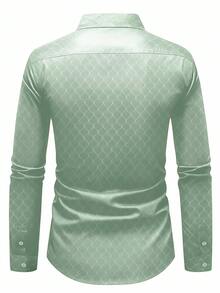 Manfinity Mode قميص رجالي كاجوال أعمال للتنقل بياقة لون سادة أزرار كم طويل، قميص رجالي رسمي، قميص رجالي لون سادة. مناسب للارتداء اليومي، التنقل إلى العمل، الخروج، الحفلات، ويمكن ارتداؤه مع بنطلون بدلة أو بدلة لحضور الحفلات والزفاف وشهر العسل. يمكن إهداؤه كهدية لأبناء وأزواج وأصدقاء وآباء، قميص رجالي أخضر للأعمال الكاجوال قميص رجالي فاخر - أخضر نعناع - مشاهدة 2