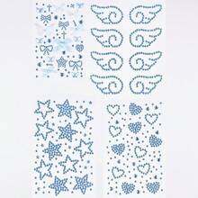 ROMWE Kawaii 1件蕾丝蝴蝶结、心形、星星、蝴蝶结、钻石亮片和面部宝石贴纸 - 藍色 - 查看 2