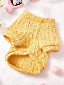 PETSIN 1 Pc Yellow Pet Knitted Sweatshirt For Autumn And Winter, Dry And Warm Pet Clothes - Yellow - View 8