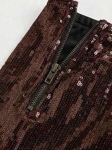 ROMWE J-Fashion 复古低腰超短性感闪亮银色女式短裤 - 棕色 - 查看 3