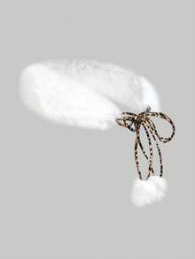 ROMWE J-Fashion 1件装女士豹纹毛绒装饰西部波西米亚风流苏腰带连衣裙/牛仔裤配饰，百搭日常穿着 - 白色豹紋繩子腰繩 - 查看 2