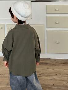 DAZY Young Boy Casual Solid Color Long Sleeve Shirt, Autumn Spring - Green - View 7