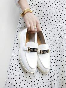 CUCCOO BIZCHIC Women's Metal Decor Casual Slip-On Loafers, Versatile For Daily Commute - Chantilly - View 1