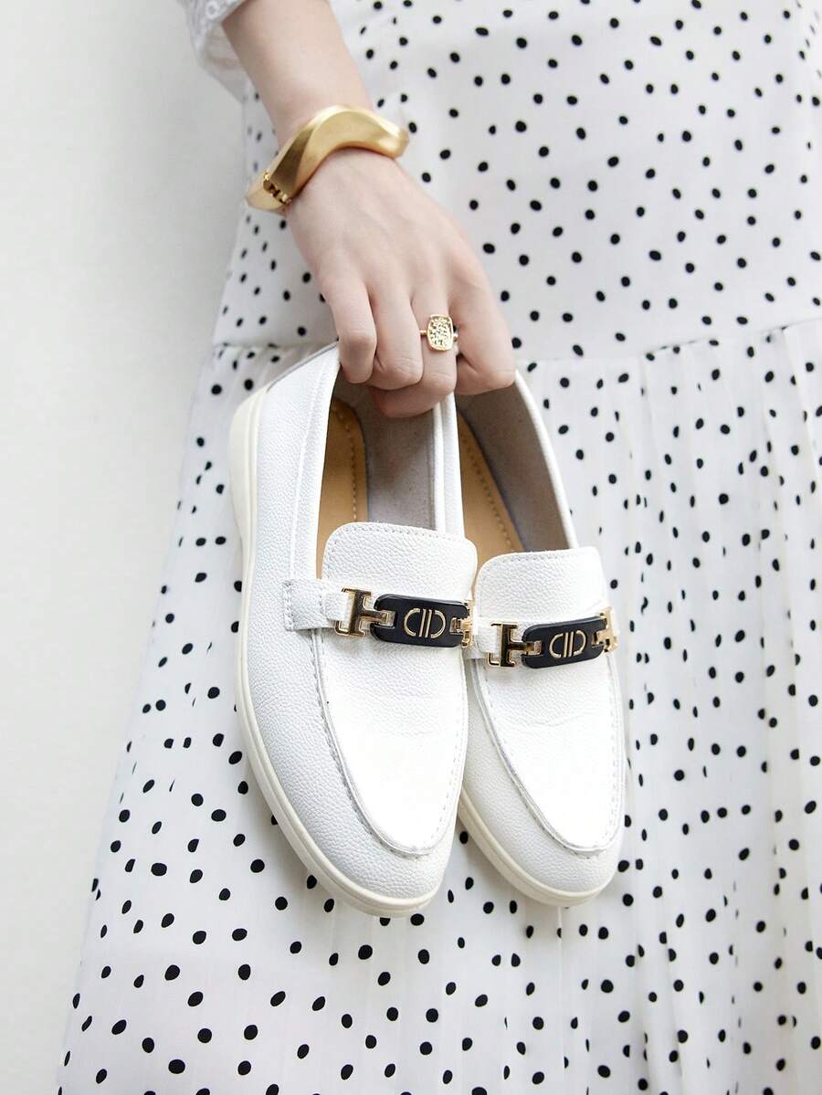 CUCCOO BIZCHIC Women's Metal Decor Casual Slip-On Loafers, Versatile For Daily Commute - Chantilly - View 1