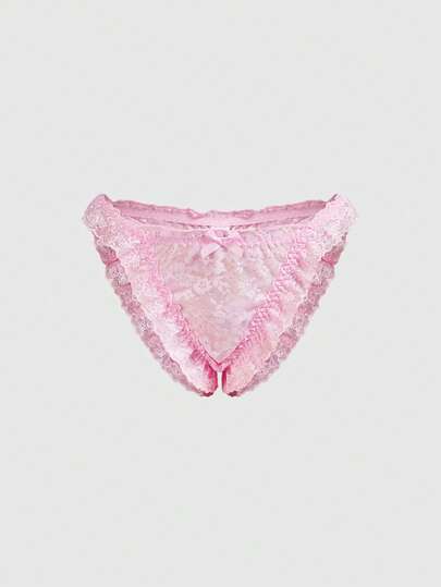 ROMWE Goth Women's Sweet Romantic Lace Hollow Bowknot Sexy Panties