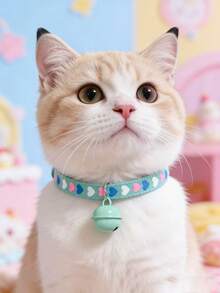 PETSIN 1 Piece Pet Love Bell Collar Adjustable Neck Size Cat Collar Dog Collar Pet Accessories Pet Supplies - Multicolor - View 11