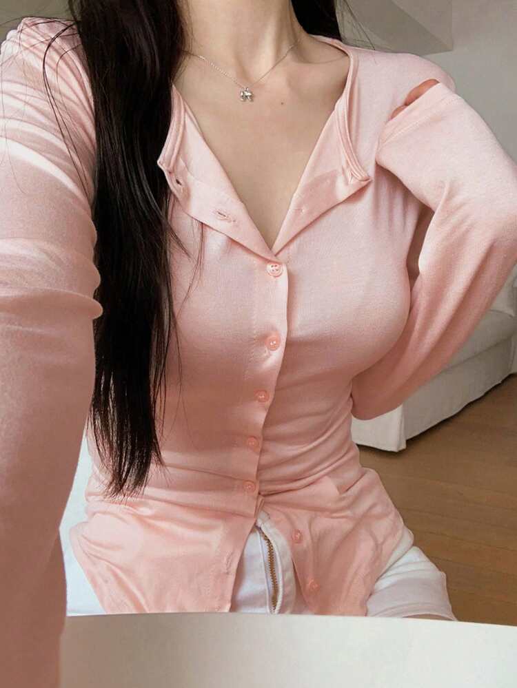 Women's Slim Fit Crew Neck Long Sleeve T-Shirt, Minimalist Style Spring