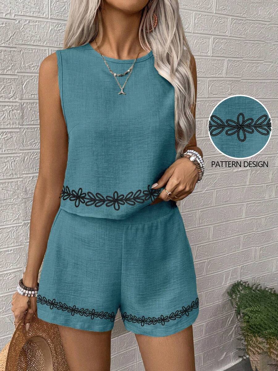 EMERY ROSE Bộ đồ hai mảnh dệt dành cho nữ, thích hợp cho kỳ nghỉ hè, thời trang, nghỉ dưỡng. - Màu xanh lam - Xem 1