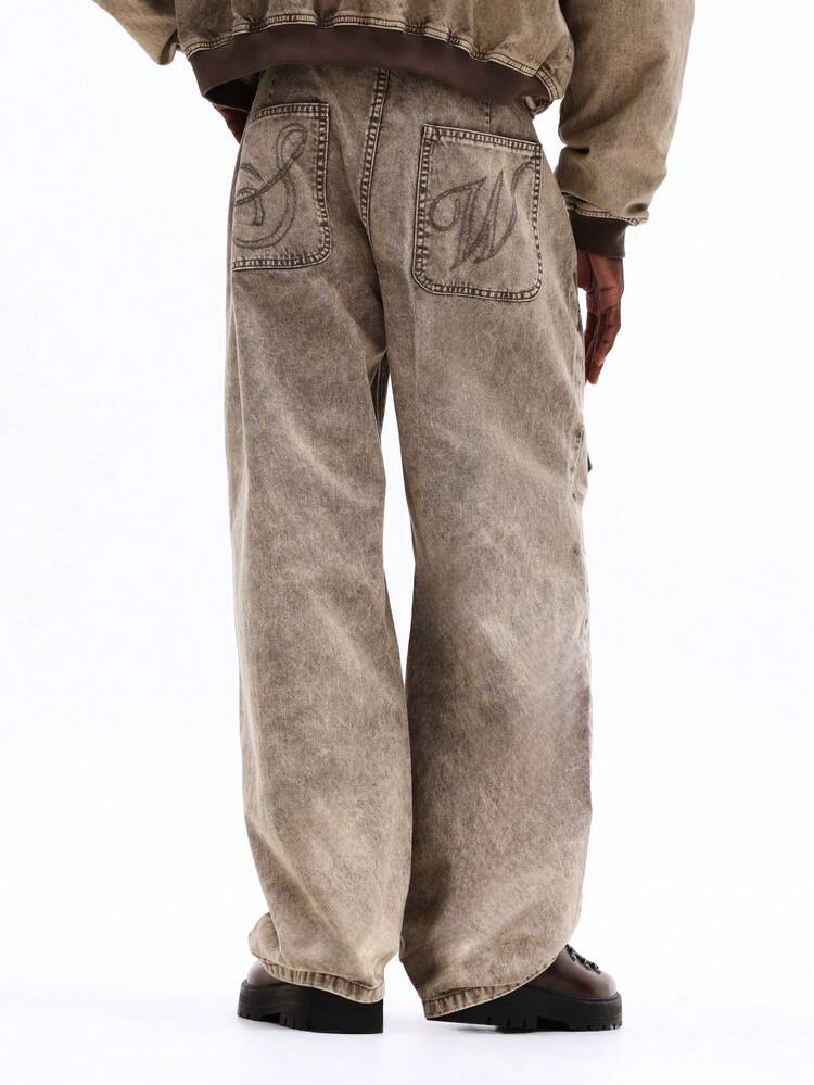 Cargo Jeans With Embroidered Details