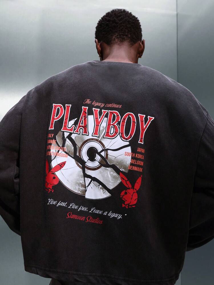 PLAYBOY X SUMWON Graphic Long Sleeve Boxy Tee