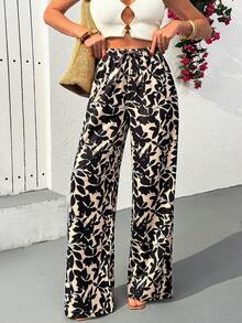 Cloudara Women Printed Detailed Wide Leg Pants - Multicolor - View 6