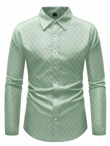 Manfinity Mode قميص رجالي كاجوال أعمال للتنقل بياقة لون سادة أزرار كم طويل، قميص رجالي رسمي، قميص رجالي لون سادة. مناسب للارتداء اليومي، التنقل إلى العمل، الخروج، الحفلات، ويمكن ارتداؤه مع بنطلون بدلة أو بدلة لحضور الحفلات والزفاف وشهر العسل. يمكن إهداؤه كهدية لأبناء وأزواج وأصدقاء وآباء، قميص رجالي أخضر للأعمال الكاجوال قميص رجالي فاخر - أخضر نعناع - مشاهدة 3