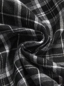 ROMWE Grunge Punk Spring/SummerplaidAsymmetrical Hem Frayed Denim Patchwork Plaid Halter Neck Denim Dress - Grey - View 4