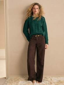 MOTF PREMIUM 绞花针织纯色金属花卉细节毛衣 - 綠色 - 查看 6