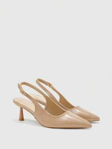 CUCCOO BIZCHIC Tacones altos de moda versátiles de uso diario con diseño de hebilla y punta afilada para mujer - Albaricoque - Ver 7