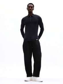 SUMWON Essentials 修身长袖 Polo 衫，带拉链门襟，适合日常休闲穿着 - 藍色 - 查看 7