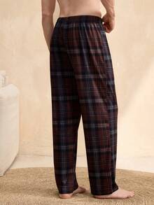 EverLounge Quần dài nam in họa tiết kẻ caro, kiểu dáng thường ngày, thích hợp mặc ở nhà. - Cà phê nâu - Xem 2