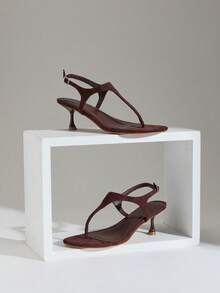 SHUZIA Sandales à bride à la cheville et talons aiguilles sexy pour femmes - Marron fonçé - Voir 5